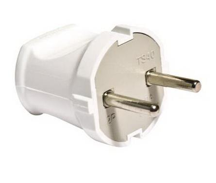 UNIVersal Вилка без заземляющих контактов 6А 250В  Белый A113