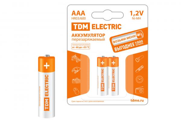 Аккумулятор TDM AAA-600 mAh Ni-MH BP-2 (кратно 2)