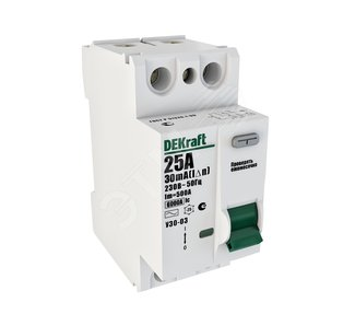 Устройство защитного отключения  2П  63А 100мА  DEKraft  тип АС  6кA