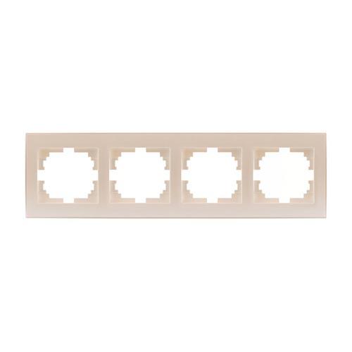 Lezard  Rain Жемчужно-Белый Перламутр Рамка 4-местная горизонтальная с боковой вставкой СП 703-3030-149