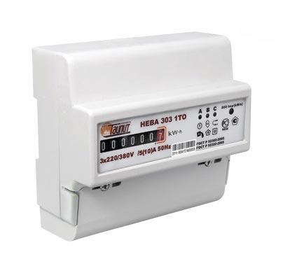 Счетчик Нева 303 1S0 3ф 5-100А 220/380В 1 тариф. ОУ DIN-рейка Тайпит