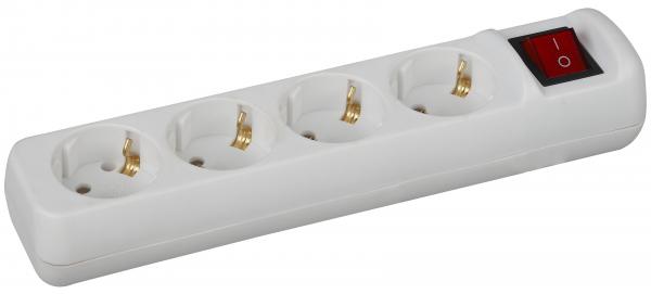 Колодка 4 гнезда, с зазeмляющими контактами, с выключателем KX-4es  ЭРА