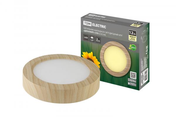 Светильник накладной светодиодный TDM СПО (сосна) 12 Вт 170*32 мм 3000К круглый