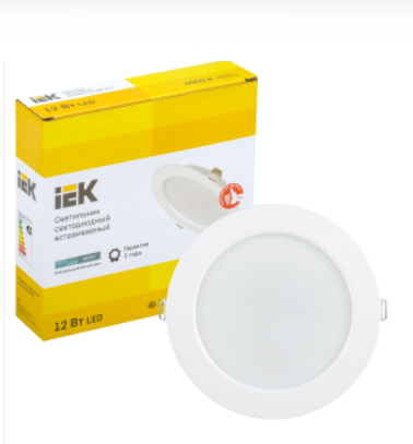 Светильник LED ДВО 1613 белый круг 12Вт 4000К IP20 IEK
