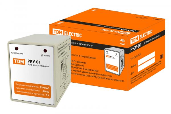 Реле контроля уровня РКУ-01-1нас/1рез/2ур/3датч-230В-8Ц (без датчиков) TDM